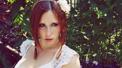 Trees woman green eyes models redheads cleavage huge boobs