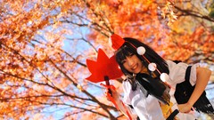 Trees woman hats asians bangs touhou shameimaru aya cosplay 