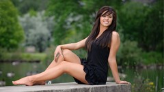 Trees woman lakes legs brunettes models