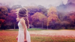 Trees woman outdoors brunettes