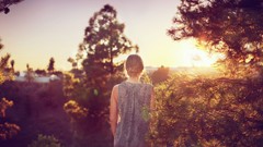 Trees woman outdoors sunlight brunettes