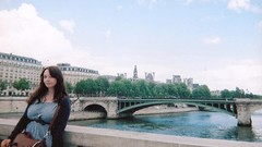 Trees woman Paris France Europe long hair rivers brunettes 