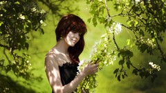 Trees woman redheads