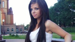 Trees woman rest long hair brunettes Russians