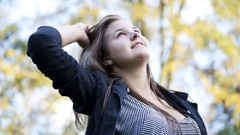 Trees woman smiling brunettes teen