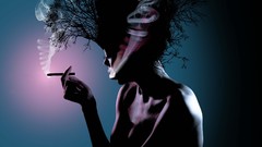 Trees woman smoking