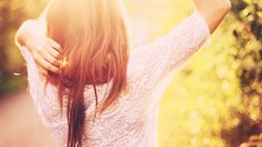 Trees woman sunlight