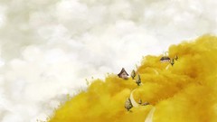 Trees yellow roads artwork