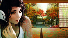 Trippy headphones girl