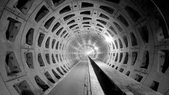 Tube tunnel underground grayscale