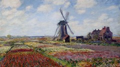 Tulips windmills paintings impressionism fields Claude Monet
