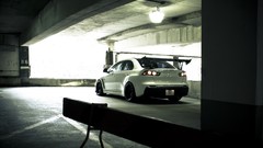 Tuning cars Garages Mitsubishi vehicles rear view cars white 