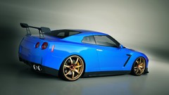 Tuning cars spoiler nissan gt-r nissan skyline gt-r blue cars 