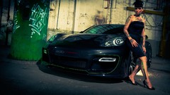 Tuning underground Porsche Panamera girls with cars black cars 