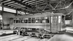 Turntables tram vintage monochrome USA historic railroads