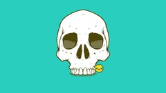 Turquoise skulls smiling minimalistic