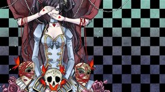 Twintails checkered bows choker