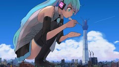 Twintails giant woman detached