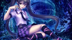 Twintails smiling cellphones sitting