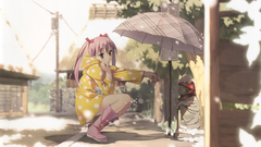 Twintails statues Umbrellas anime