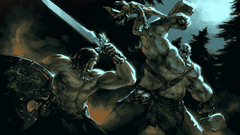 Two heroes battle ork