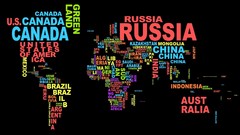 Typography black background countries