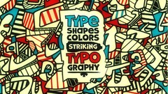 Typography colors shapes multicolor artwork