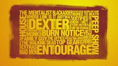 Typography digital art yellow red Simple Background TV series