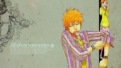 Typography memories bleach kurosaki ichigo inoue orihime orange 