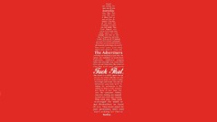 Typography red background bottles banksy