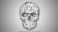 Typography skulls grayscale Woody Allen