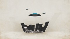 UFO Aliens cityscapes minimalistic