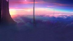 UFO cities artwork futuristic city skyline Gary Tonge