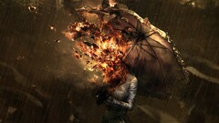 umbrella fire rain Photo manipulation burning fantasy art Women