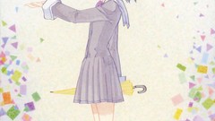 Umbrellas anime girls boots short hair seifuku black hair scans