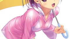 Umbrellas anime girls bra see-through