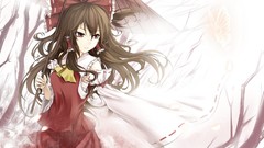 Umbrellas anime girls hakurei reimu touhou miko video games 