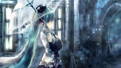 Umbrellas anime girls hatsune miku vocaloid detached sleeves