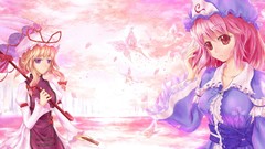 Umbrellas anime girls touhou saigyouji yuyuko yakumo yukari 