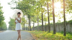 Umbrellas asians streets