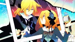 Umbrellas blondes ponytails kagamine rin hair band