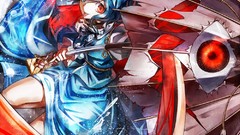 Umbrellas blue hair anime girls touhou tatara kogasa