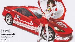 Umbrellas Hearts yin-yang hakurei reimu touhou rokuwata tomoe 