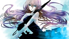 Umbrellas pink hair long hair blue eyes vocaloid megurine luka