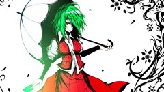 Umbrellas red eyes short hair green hair touhou kazami yuuka