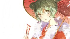 Umbrellas white background red dress kimono blush anime girls 