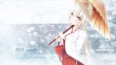 Umbrellas white hair blush long hair pink eyes braids animal 