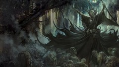 Undead necromancer forests artwork fantasy art