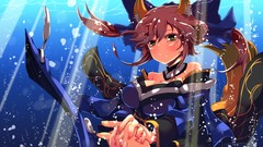 Underwater anime girls brunettes nekomimi