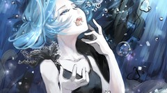 Underwater blue hair anime girls blue eyes hatsune miku 